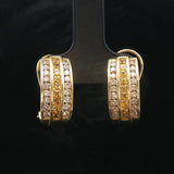18k Yellow Gold 6.8g Diamond and Yellow Sapphire Huggie Earrings