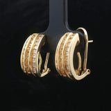 18k Yellow Gold 6.8g Diamond and Yellow Sapphire Huggie Earrings