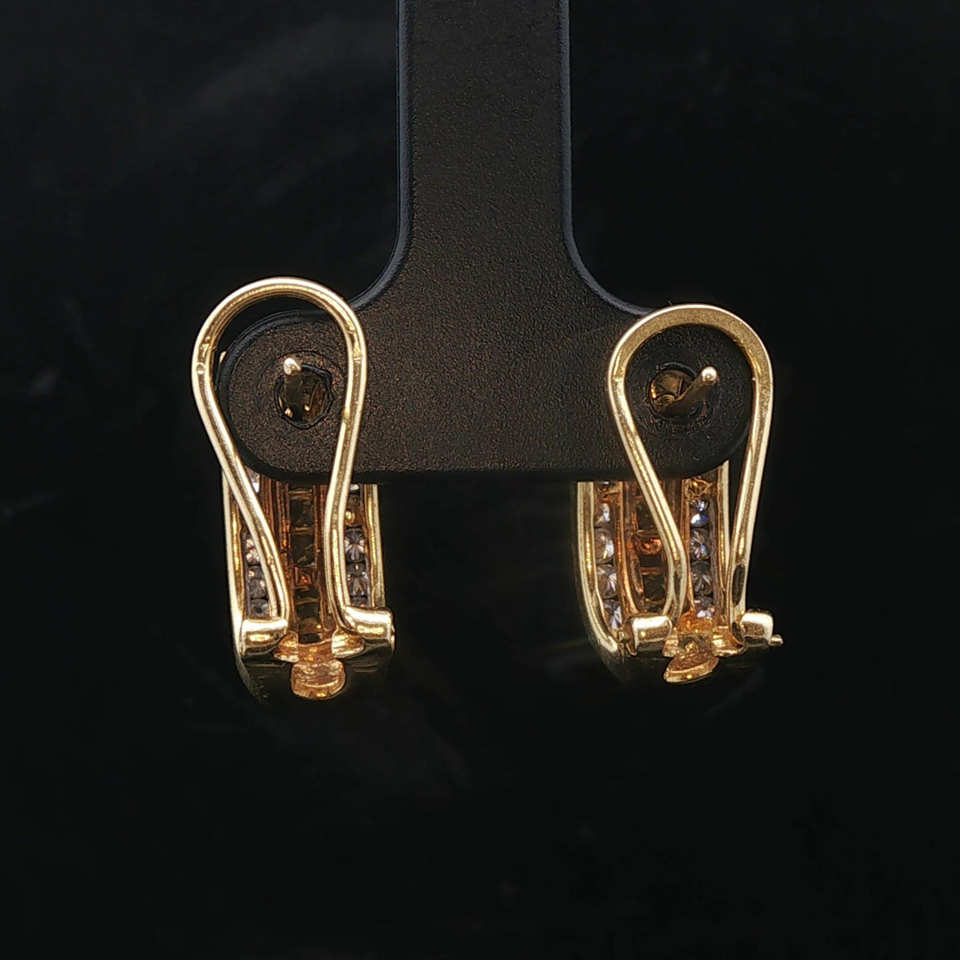 18k Yellow Gold 6.8g Diamond and Yellow Sapphire Huggie Earrings
