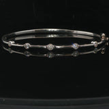 14k White Gold and Bezel Set Diamond Station Bangle Bracelet 7"