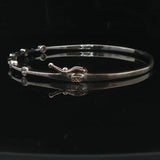 14k White Gold and Bezel Set Diamond Station Bangle Bracelet 7"