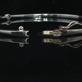 14k White Gold and Bezel Set Diamond Station Bangle Bracelet 7"