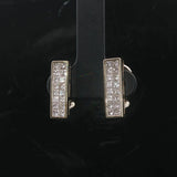 18k White Gold and 1.28cttw Princess Cut Diamonds Bar Clip On Earrings