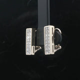 18k White Gold and 1.28cttw Princess Cut Diamonds Bar Clip On Earrings