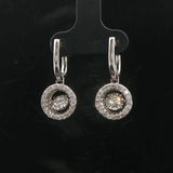 14k White Gold and 1cttw Diamond Floating Dangle Drop Earrings 1"