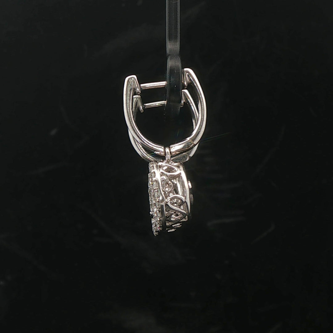 14k White Gold and 1cttw Diamond Floating Dangle Drop Earrings 1"