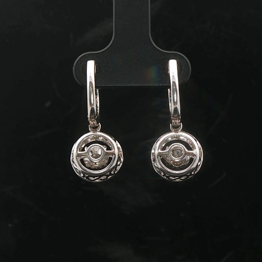 14k White Gold and 1cttw Diamond Floating Dangle Drop Earrings 1"
