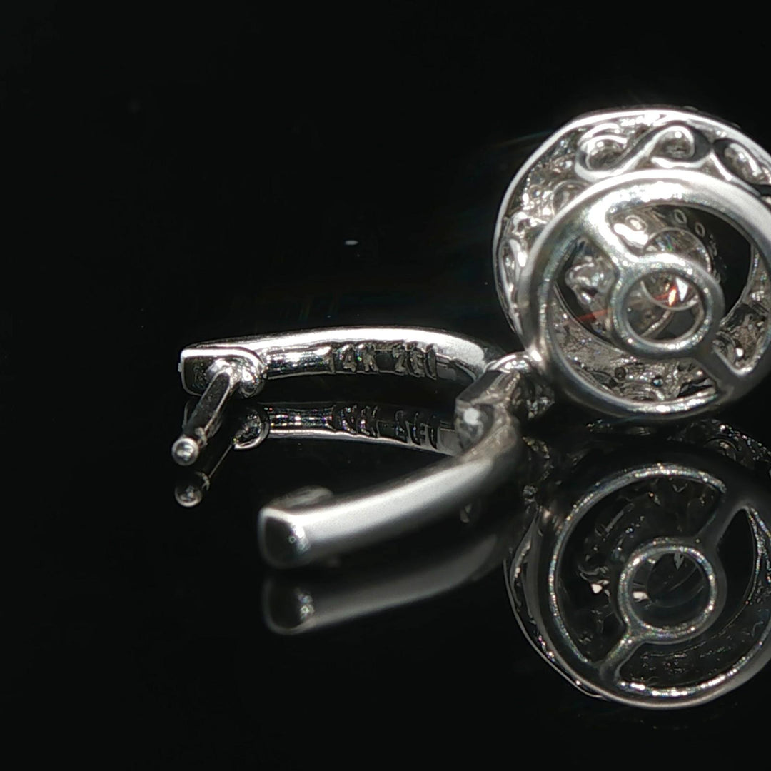 14k White Gold and 1cttw Diamond Floating Dangle Drop Earrings 1"