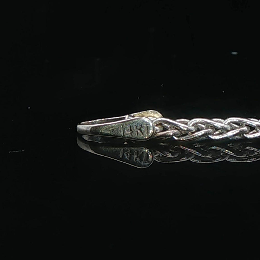 14k White Gold and 3cttw Diamond Wheat Link Fancy Pendant Necklace Italy 15"