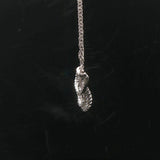 14k White Gold and 3cttw Diamond Wheat Link Fancy Pendant Necklace Italy 15"