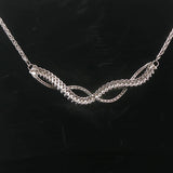 14k White Gold and 3cttw Diamond Wheat Link Fancy Pendant Necklace Italy 15"