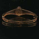 14k Yellow and White Gold Floral Diamond Motif Vintage Bangle Bracelet 6.5"