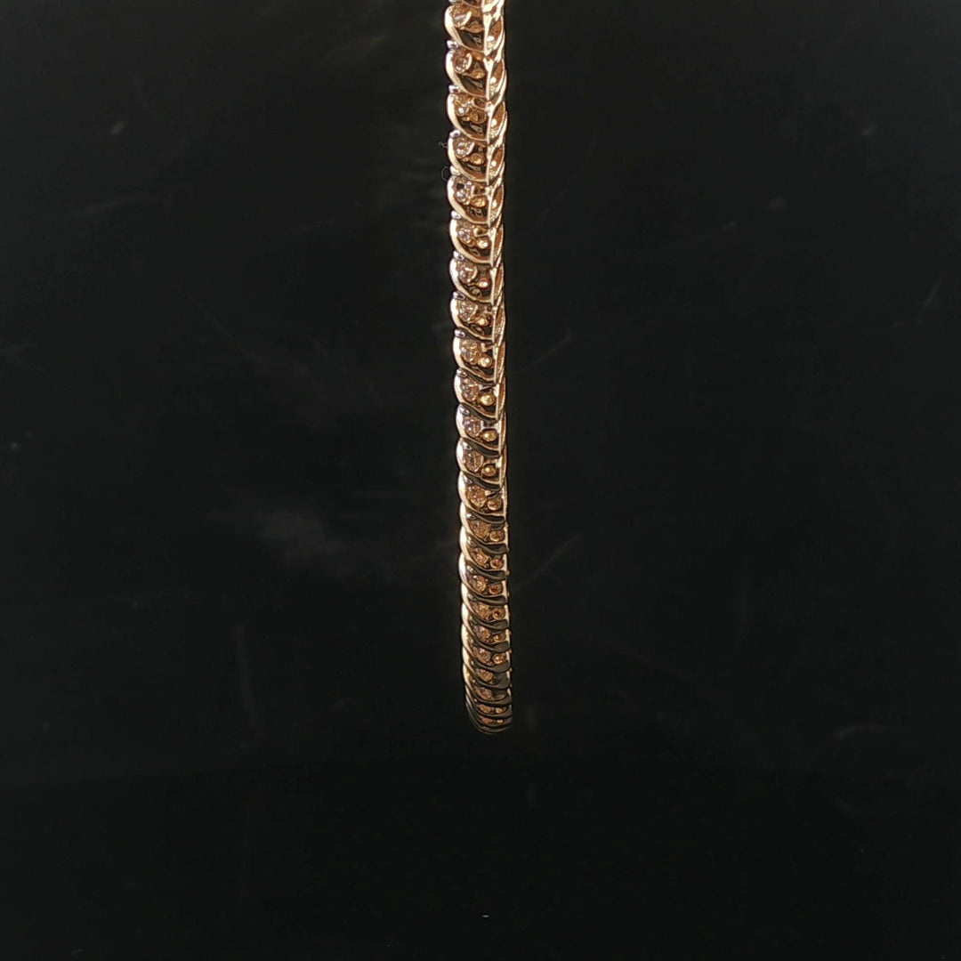 14k Yellow Gold and 3cttw Diamond 30.6g Vintage Tennis Necklace 16"