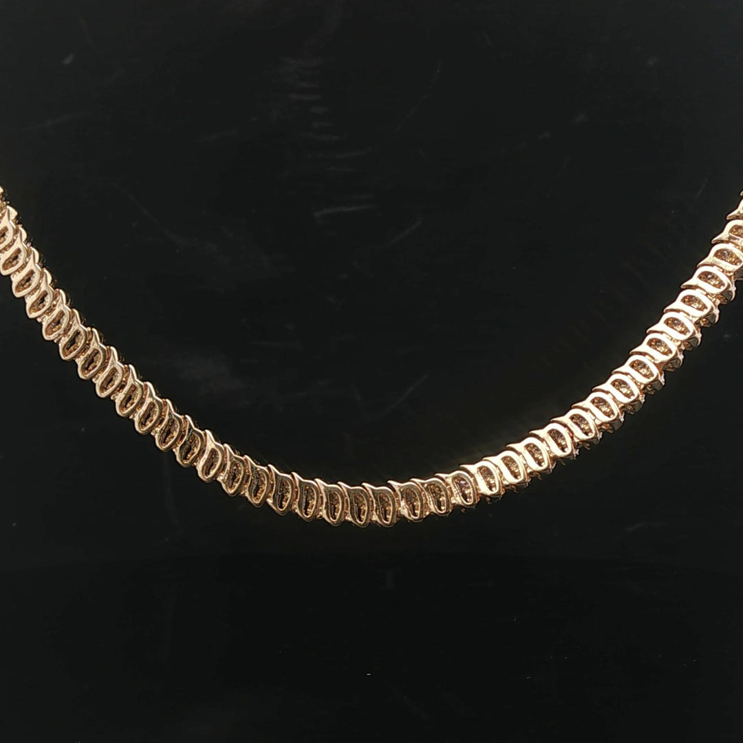 14k Yellow Gold and 3cttw Diamond 30.6g Vintage Tennis Necklace 16"
