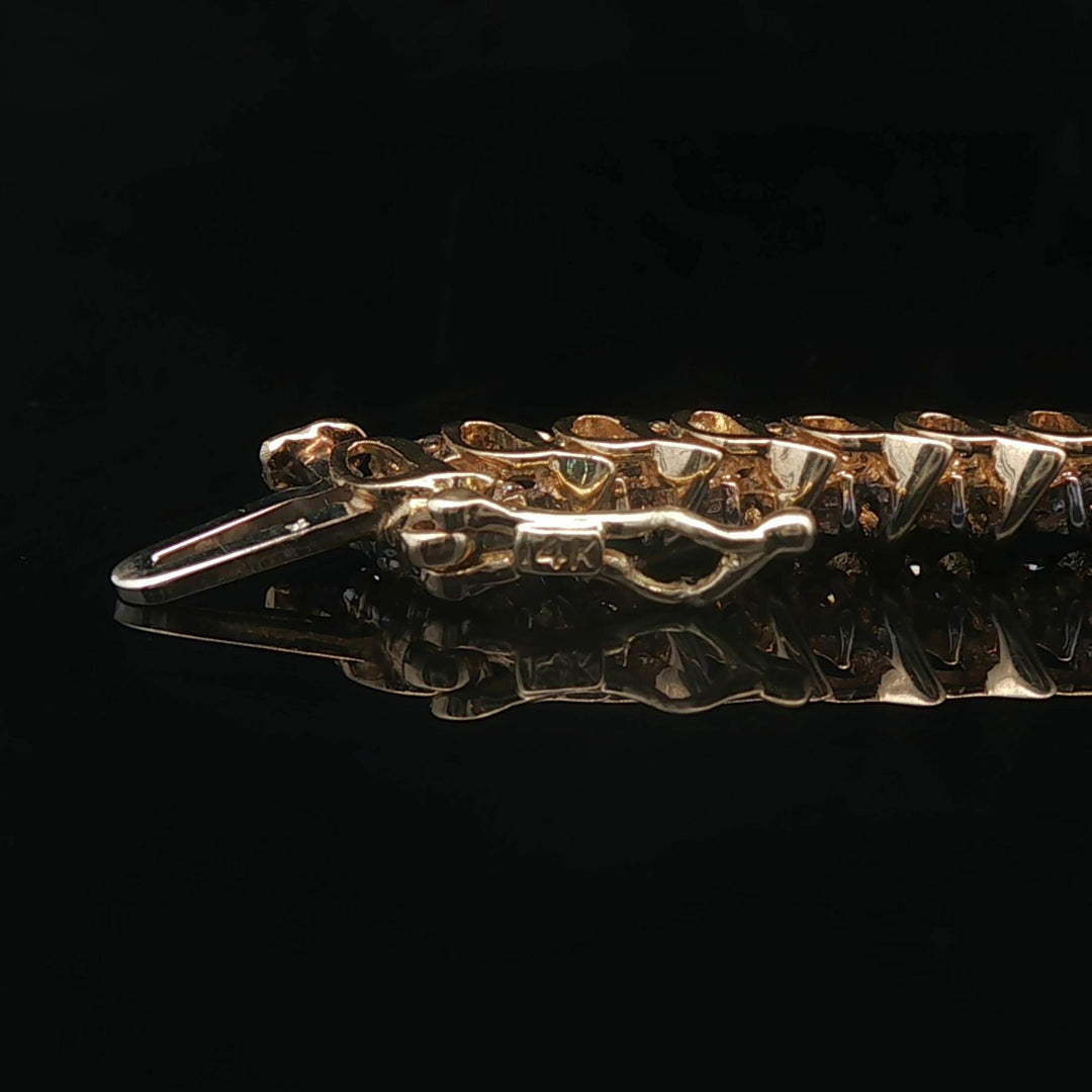 14k Yellow Gold and 3cttw Diamond 30.6g Vintage Tennis Necklace 16"