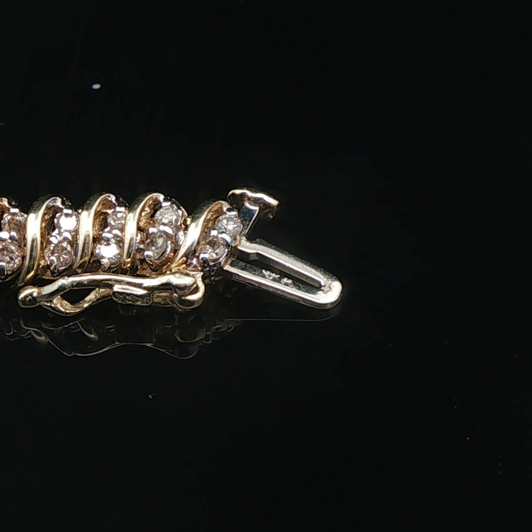 14k Yellow Gold and 3cttw Diamond 30.6g Vintage Tennis Necklace 16"