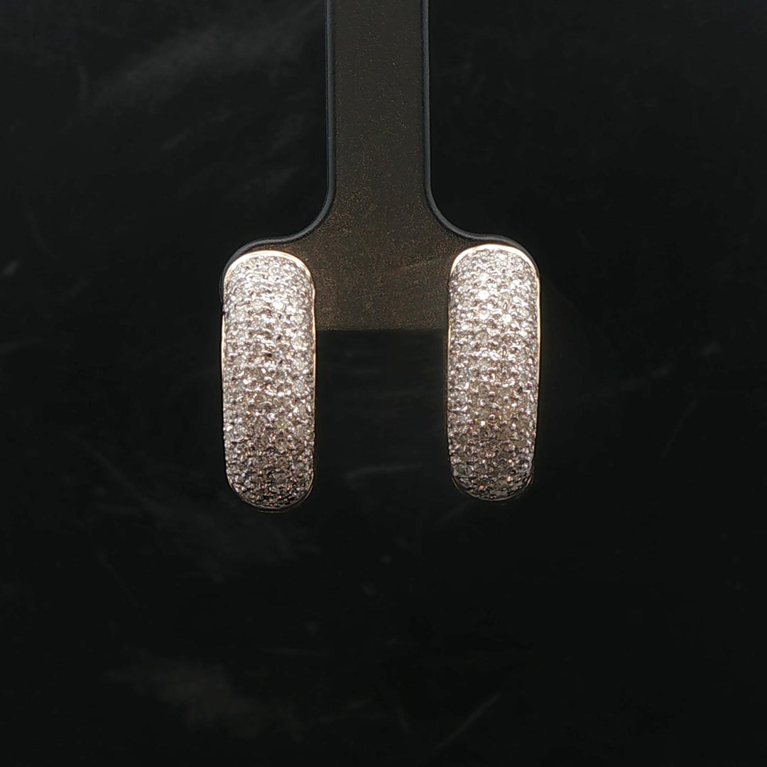14k Yellow Gold and 3cttw Pave Diamond Huggie Earrings