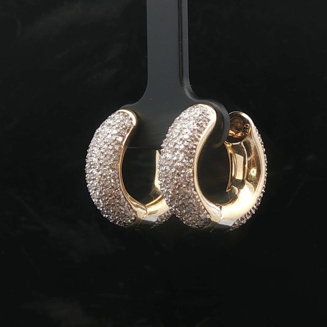 14k Yellow Gold and 3cttw Pave Diamond Huggie Earrings
