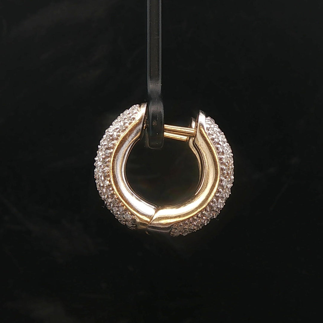 14k Yellow Gold and 3cttw Pave Diamond Huggie Earrings