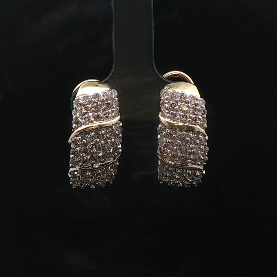 14k Yellow Gold and 2cttw Diamond Huggie Earrings
