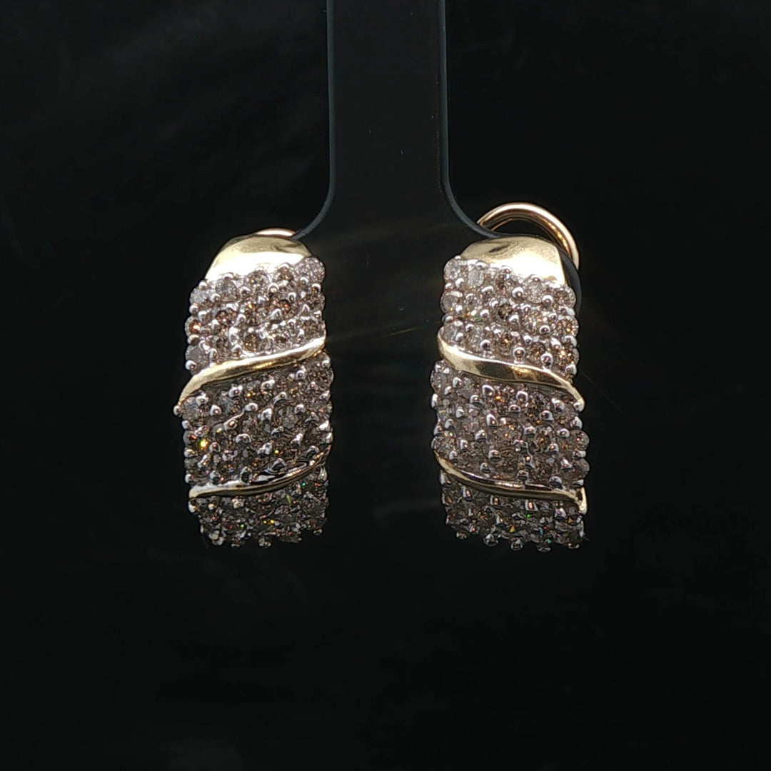 14k Yellow Gold and 2cttw Diamond Huggie Earrings