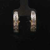 14k Yellow Gold and 1cttw Diamond Hoop Earrings 1"