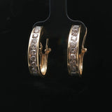 14k Yellow Gold and 1cttw Diamond Hoop Earrings 1"