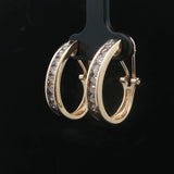 14k Yellow Gold and 1cttw Diamond Hoop Earrings 1"