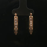 14k Yellow Gold and 0.75cttw Diamond Hoop Earrings 1"