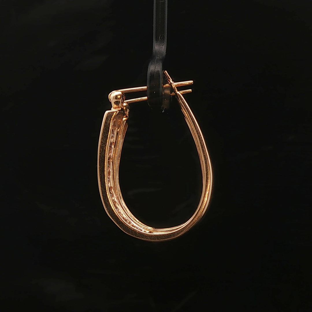 14k Yellow Gold and 0.75cttw Diamond Hoop Earrings 1"