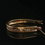 14k Yellow Gold and 0.75cttw Diamond Hoop Earrings 1"