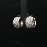 14k Yellow and White Gold Solid 2cttw Pave Diamond Huggie Earrings