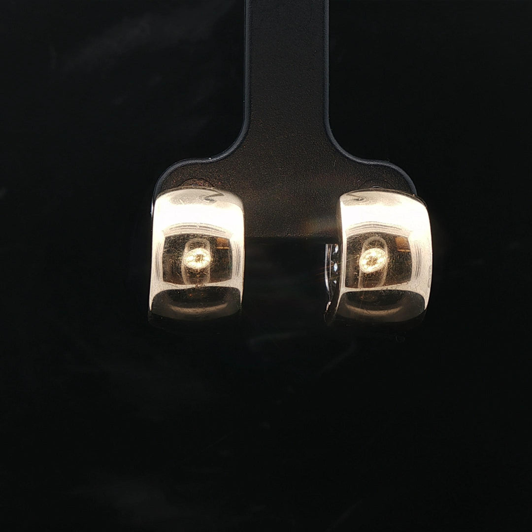 14k Yellow and White Gold Solid 2cttw Pave Diamond Huggie Earrings