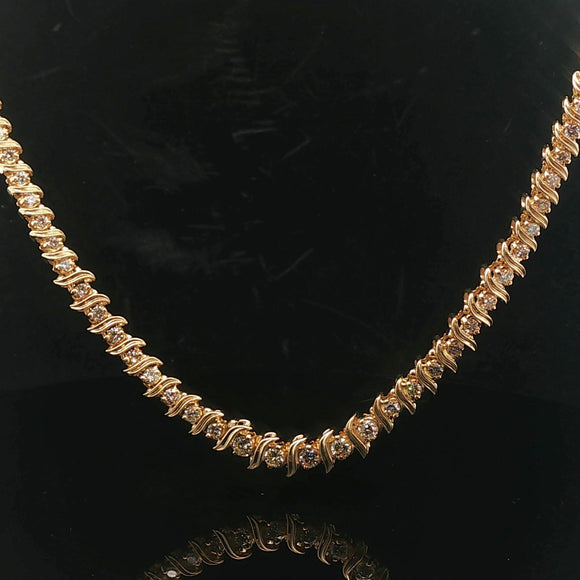 14k Yellow Gold 37.3g Heavy Vintage 4cttw Graduated Tennis Necklace 16