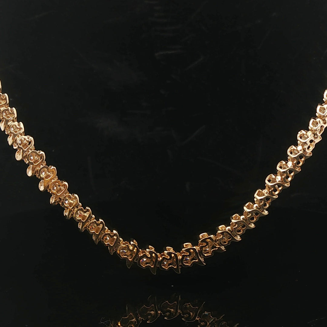 14k Yellow Gold 37.3g Heavy Vintage 4cttw Graduated Tennis Necklace 16"