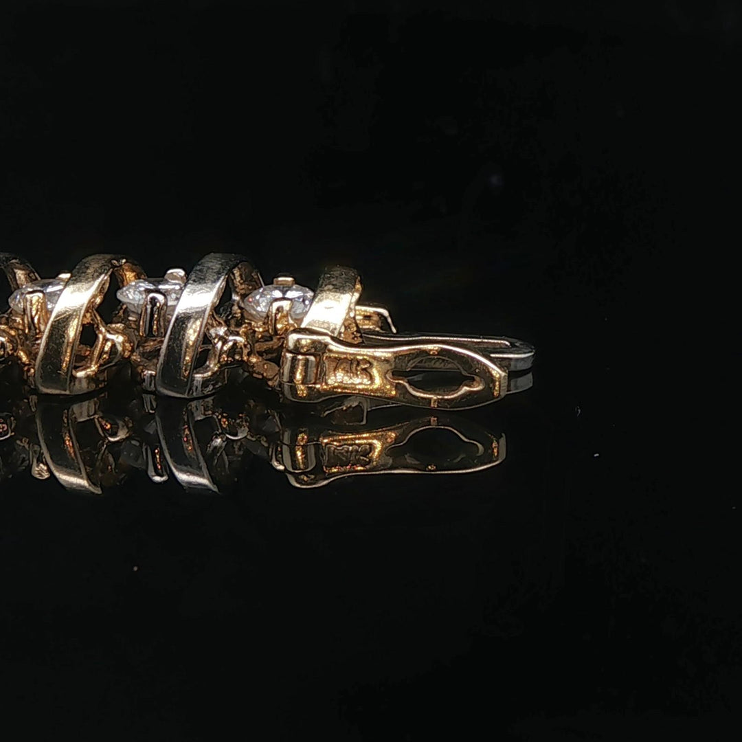 14k Yellow Gold and White Gold 5.5cttw Heavy Vintage Tennis Bracelet 7"