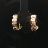 14k Yellow and White Gold 0.35cttw Baguette Diamonds Huggie Earrings