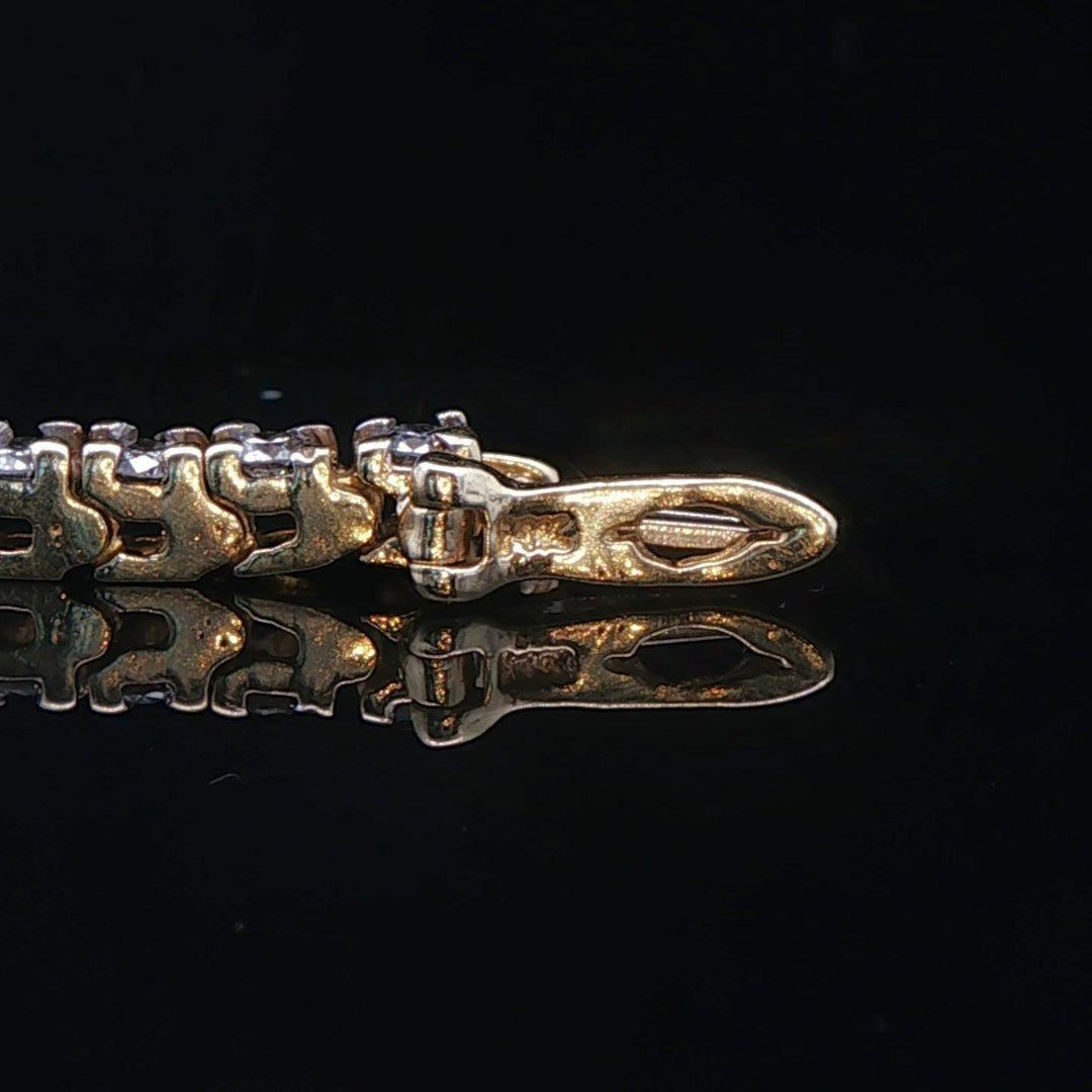 14k Yellow Gold and 2.5cttw Diamond Vintage Tennis Bracelet 7"