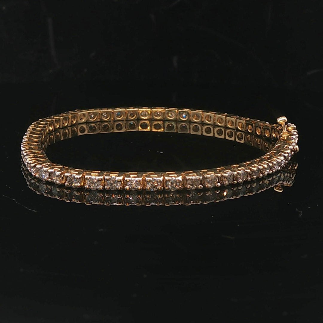 14k Yellow Gold and 2.5cttw Diamond Vintage Tennis Bracelet 7"