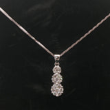 14k White Gold and 1cttw Diamond Cluster Three Pendant Necklace 16"