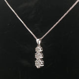 14k White Gold and 1cttw Diamond Cluster Three Pendant Necklace 16"