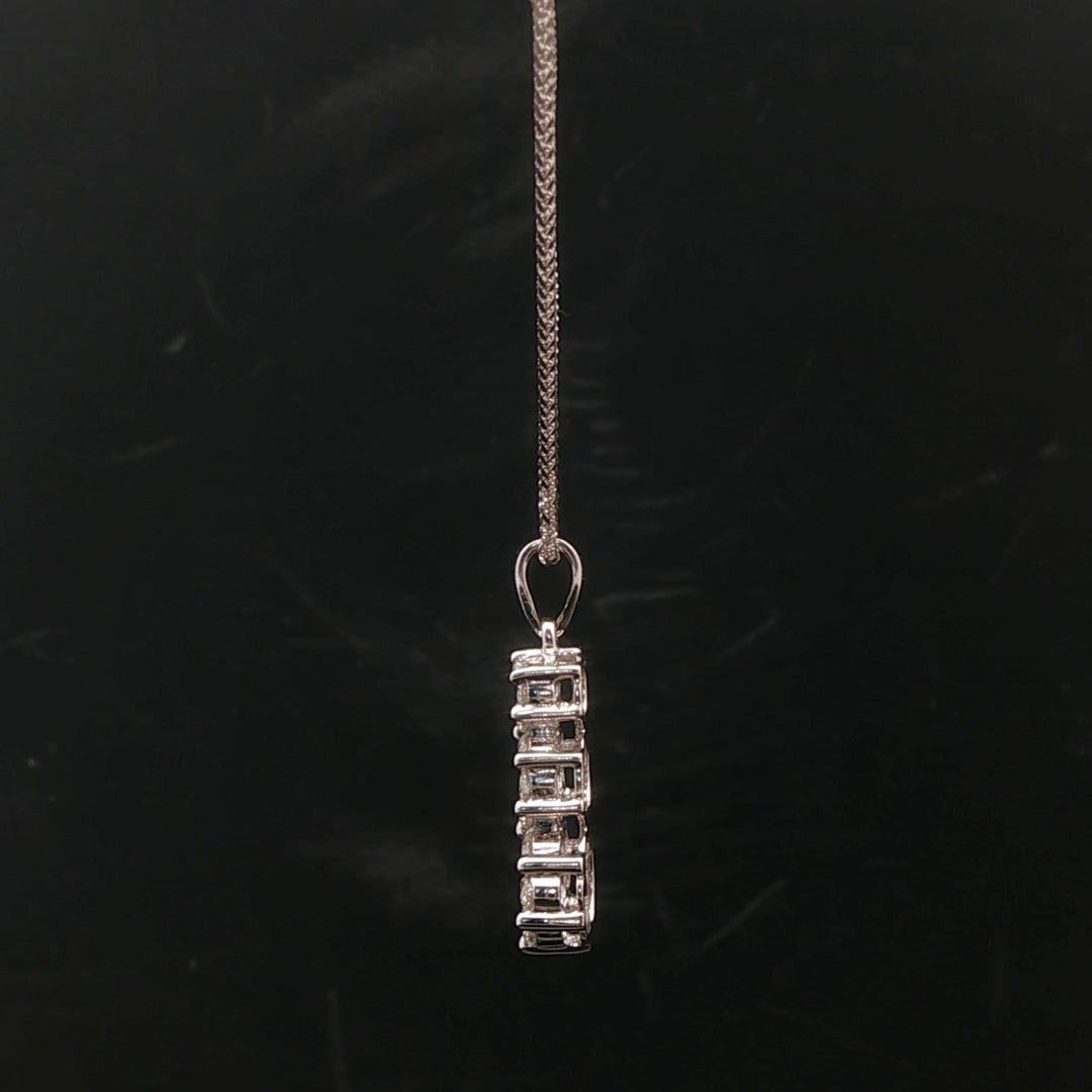 14k White Gold and 1cttw Diamond Cluster Three Pendant Necklace 16"