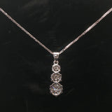14k White Gold and 1cttw Diamond Cluster Three Pendant Necklace 16"