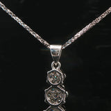 14k White Gold and 1cttw Diamond Cluster Three Pendant Necklace 16"