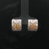 14k White and Yellow Gold Diamond Filigree Huggie Earrings