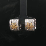 14k White and Yellow Gold Diamond Filigree Huggie Earrings