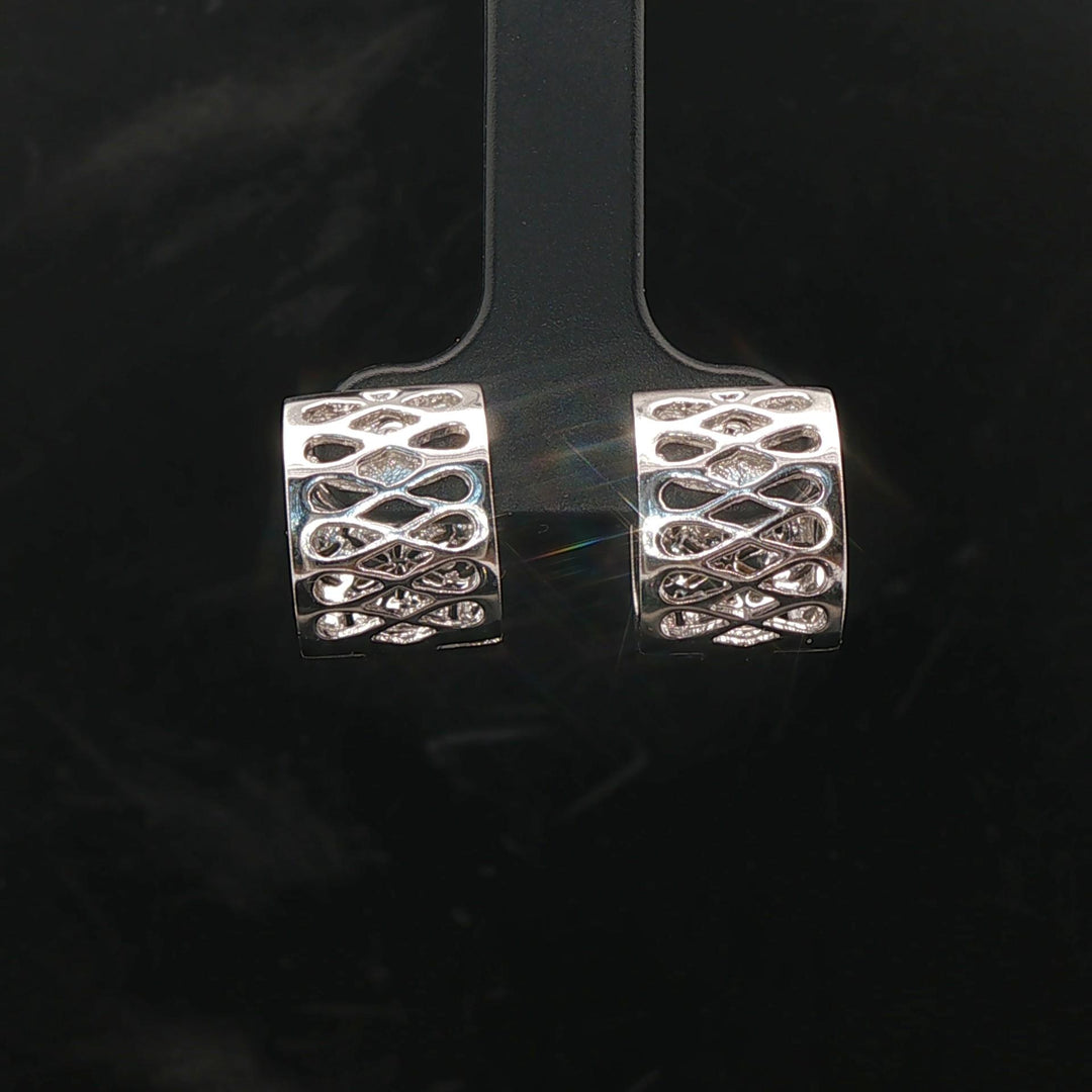 14k White and Yellow Gold Diamond Filigree Huggie Earrings