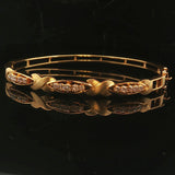 18k Yellow Gold and Diamond 15.6g Fancy X Bangle Bracelet 6.75"