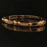 18k Yellow Gold and Diamond 15.6g Fancy X Bangle Bracelet 6.75"