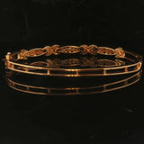 18k Yellow Gold and Diamond 15.6g Fancy X Bangle Bracelet 6.75"